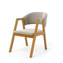 Ver imagem 1 de Cadeira Leticia Madeira Maciça Estofada para Mesa de Jantar Veludo Bege 102
