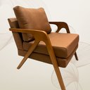 Ver imagem 4 de Kit 2 Poltronas Decorativa Mona Luxo Braço de Madeira:linho Terracota