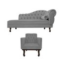 Ver imagem 2 de Kit Diva Recamier Diana 160cm Lado Esquerdo e 01 Poltrona Classic Suede - Doce Sonho Móveis RECAMIER