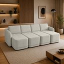 Ver imagem 5 de Sofá Cama para Sala de Estar 4 Lugares 356cm Montserrat K01 Bouclê Bege - Lyam Decor