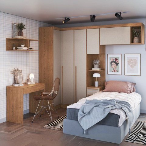 Guarda-Roupa Solteiro Modulado 6 Peças Infinity Marrom/Cedro/Duna