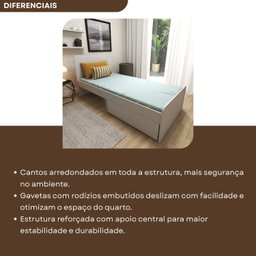 Cama Solteiro 2 Gavetões Santonini  - 9