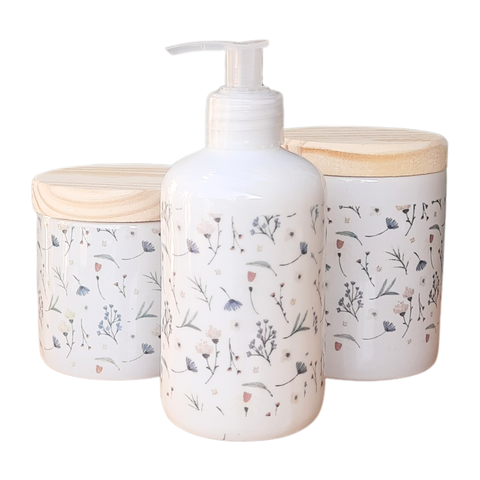 Kit Higiene Bebê Lavabo Arabescos 3 Pçs - Porcelana Tp Pinus