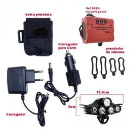 Farol Bike Bicicleta 5 Leds Recarregavel bateria 6 Células TOP - 2