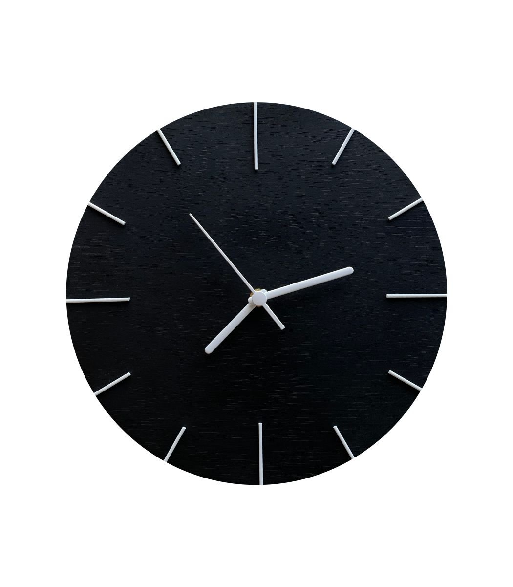 Relógio de Parede Em Madeira Preto Fosco com Ponteiros Branco 30cm