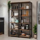 Ver imagem 1 de Armário Estante Multiuso Organizador 10 Prateleiras 118cm Rustic Preto Madesa