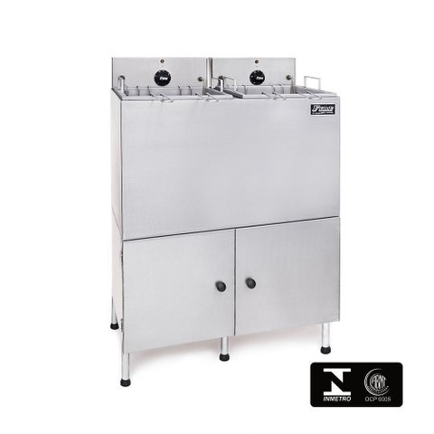 Fritadeira Elétrica Industrial Dupla com Filtro de Água e Gabinete 220v Feqdg Fire