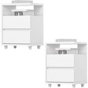 Ver imagem 1 de Kit 2 Mesas de Cabeceira 2 Gavetas 48 Cm Campeche Henn Branco