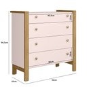 Ver imagem 2 de Cômoda Infantil com 4 Gavetas Flora 5135 Rosa Qmovi