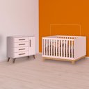 Ver imagem 1 de Conjunto Berço Mini Cama Slim e Cômoda Sapateira Retrô Rosa
