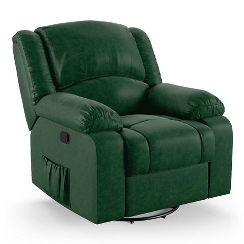 Poltrona do Papai Reclinável Melim Glider Giratória Massagem Pu Verde Musgo Fh1 - D'Rossi