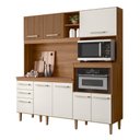Ver imagem 1 de Armario de Cozinha Piatã com 7 Portas e 3 Gavetas 190 Cm Ipe/off White/ripado