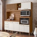 Ver imagem 2 de Armario de Cozinha Piatã com 7 Portas e 3 Gavetas 190 Cm Ipe/off White/ripado