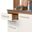 Ver imagem 6 de Armario de Cozinha Piatã com 7 Portas e 3 Gavetas 190 Cm Ipe/off White/ripado