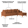 Sofá 4 Lugares Beny com Chaise Direito Linho Terracota - 3