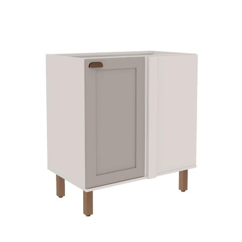 Balcão de Canto para Cozinha Modulada 82cm com 1 Porta Mdf Cor:fendi com Branco