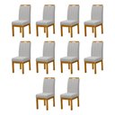 Ver imagem 1 de Kit 10 Cadeiras Blend Design Estofado Pés Madeira Maciça Sala Ampla Moderna Premium Luxo - Cinza