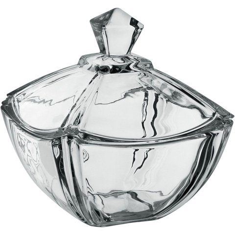 Potiche Bomboniere Baleiro Quadrado Home&co Tampa Vidro 9x18x18cm
