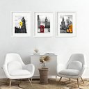 Ver imagem 1 de Kit 3 Quadros Grandes Londres - 60x48cm:moldura Branca