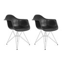 Ver imagem 1 de Kit 2 Poltronas Eames Eiffel Preta Com Braço Daw Ferro Branco - Cor: Branco