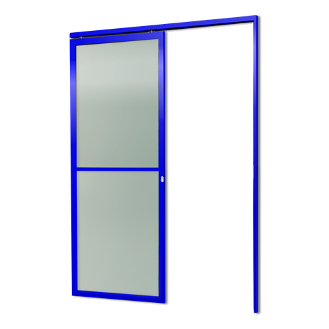 Porta de Correr Suspensa Vidrao Dir L.25 Azul 210x100 Brimak