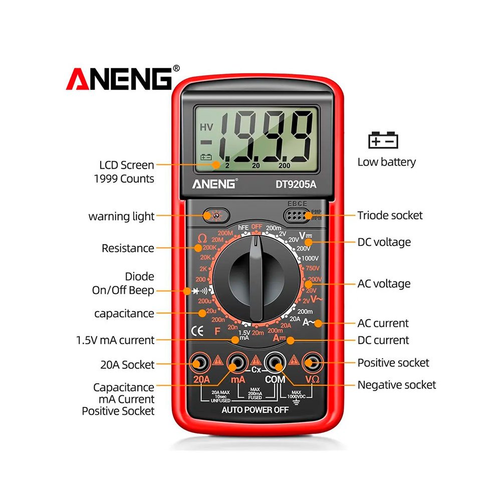 Multímetro Digital Aneng Dt9205a - Ac2957 - 4