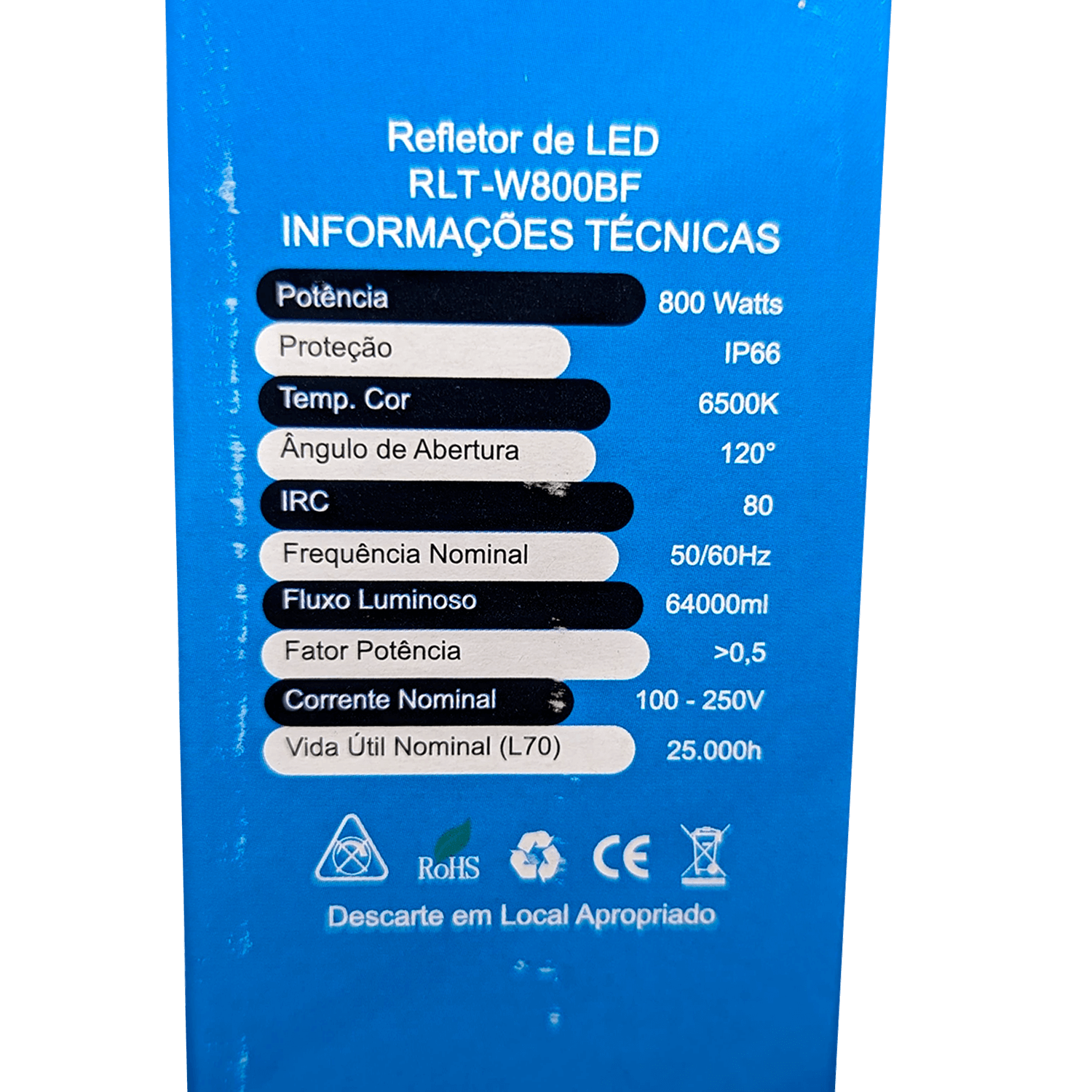 Kit 8 Refletor Led Holofote 800w Ip66 Luz Fria Alta Potência Quintal Jardim Espaços Grandes - 5