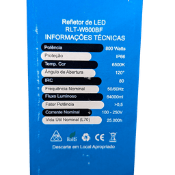 Kit 8 Refletor Led Holofote 800w Ip66 Luz Fria Alta Potência Quintal Jardim Espaços Grandes - 5