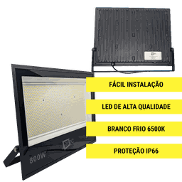 Kit 8 Refletor Led Holofote 800w Ip66 Luz Fria Alta Potência Quintal Jardim Espaços Grandes - 6