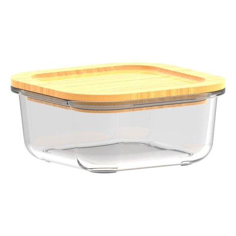 Pote de Vidro Marinex 540 ml com Tampa Bamboo Transparente - 1 Unidade