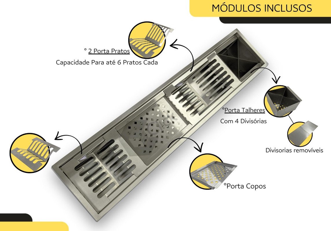 Calha Pia Cozinha Embutir Escorredor Inox - 1