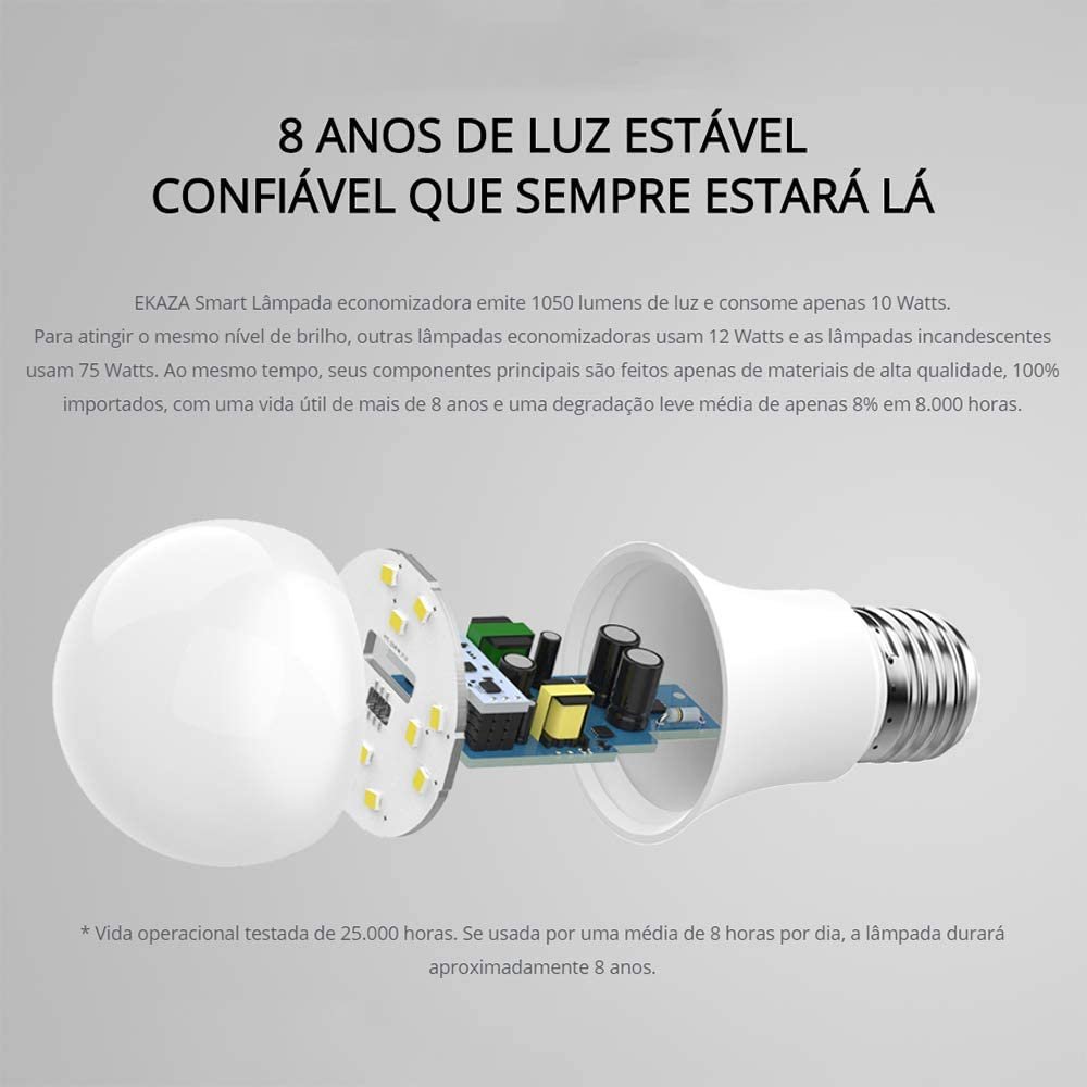 Lâmpada LED Inteligente EKAZA Wi-Fi 8,5W BRANCO + 1W RGB - 3