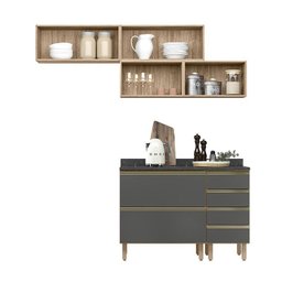 Cozinha Modulada Kali Premium 6 Peças Carvalho/chumbo com Aéreo Vidro - Nicioli - 3