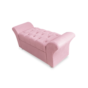 Recamier Calçadeira Baú Veneza Casal 140 cm Corano Rosa Bebe DL Decor