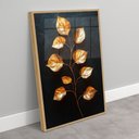 Ver imagem 2 de Quadro Decorativo Folhas Douradas Fundo Black Sala Quarto Casa Escritório