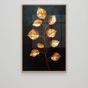Ver imagem 3 de Quadro Decorativo Folhas Douradas Fundo Black Sala Quarto Casa Escritório
