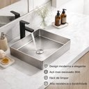 Ver imagem 4 de Cuba Inox Retangular para Banheiro Prata Aço Inox 304 Ralo com Click