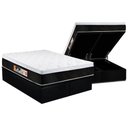 Ver imagem 1 de Cama Box Baú Queen: Colchão Espuma D45 Castor Black e White Air Euro Pillow + Base Black(158x198)