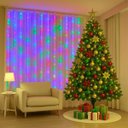 Ver imagem 2 de Cortina 300 Led 3x3m Colorido Rgb Pisca 8 Modos de Iluminação Usb Luz Fada Decoração Natal Festa