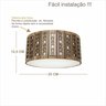 Luminária Decorativa Madeira Plafon Porto Belo Red 25cm - 2