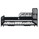 Ver imagem 1 de Cama de Ferro Solteiro com Cama Auxiliar - Preta - com Par de Grades Laterais