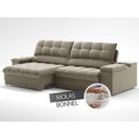 Ver imagem 6 de Sofá com Porta Copos e Carregador Usb Ret Rec Luke 2,90m Veludocristal Fendi - Netsofas