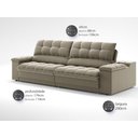 Ver imagem 3 de Sofá com Porta Copos e Carregador Usb Ret Rec Luke 2,90m Veludocristal Fendi - Netsofas