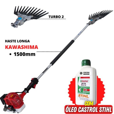 Derriçadeira Kawashima á Gasolina 2T 25cc Haste 150cm e Garra Simples + Óleo Castrol Stihl