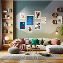 Ver imagem 2 de Kit 7 Quadros Decorativos Joan Miró - com Vidro:madeira Branca