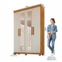 Ver imagem 3 de Guarda-Roupa 4 Portas 3 Gavetas com Espelho MDF Parma Yescasa Off White/Cinamomo