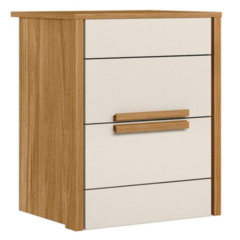 Mesa de Cabeceira Dhara 2 Gavetas 51 Cm Freijo Off White Moval