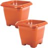2 Vasos Grandes Quadrado 19 Litros Cerâmico Plantas Flores - 1
