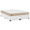 Ver imagem 1 de Cama Box Queen Couro Branco + Colchão Life D33 Pillow Top Bege 56x158x198cm - e-Shop Casa