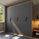 Ver imagem 3 de Guarda-roupa Casal  Roupeiro 6 Portas Corção Madeirado com Cinza Grafite